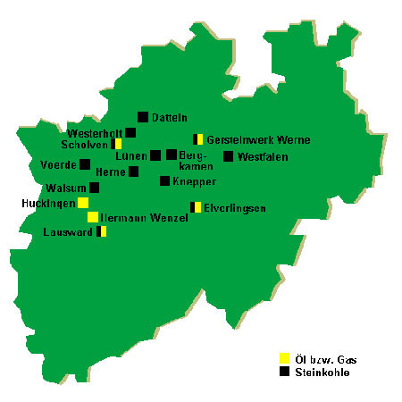 Vorkommen Braunkohle Öl bzw. Gas Steinkohle - Rhein-Ruhr