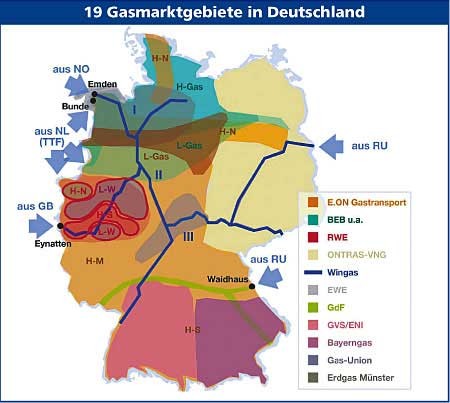 1930 2576 Karte 19 Gasmarktgebiete in Deutschland