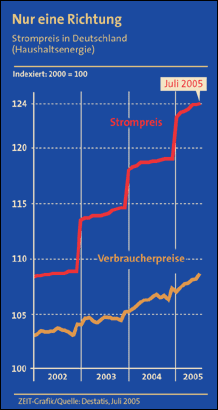 Diagramm Strompreis in Deutschland - Nur eine Richtung