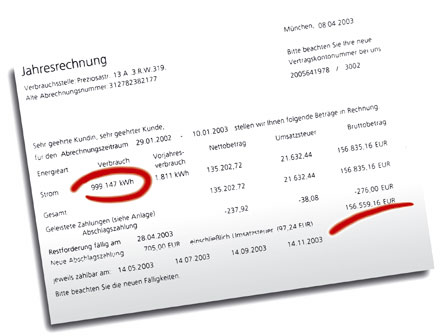 Fehlerhafte Stromrechnung 