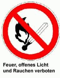 325 Feuer, offenes Licht und Rauchen verboten