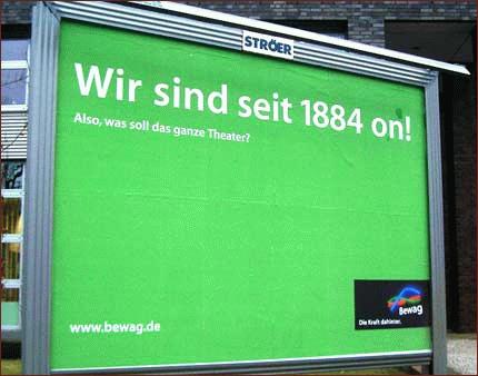 Werbung Bewag Wir sind seit 1884 on!