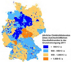 1094 Karte Elektrizitätspreisniveau 2011