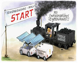 899 Karikatur Energiewende-Rallye von Gerhard Mester