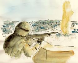 707 Gemälde Soldat im Krieg
