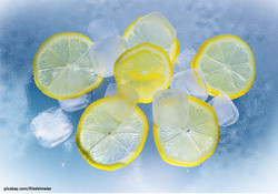 280 Zitronenscheiben und Eiswürfel im Wasser / Foto: pixabay.com/Riedelmeier