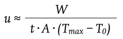348 Formel u ≈ W / t * A * (Tmax - T0)