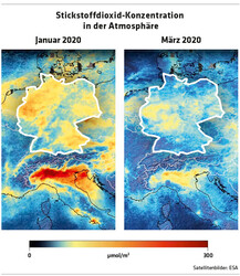 1094 Stickstoffdioxid-Konzentration in der Atmosphäre / Satellitenbilder: ESA
