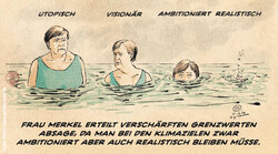 1900 Cartoon Merkel Klimaziele / Zeichner Guido Kühn / www.guidos-welt.de