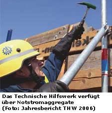 Technische Hilfswerk verfügt über Notstromaggregate / Foto THW Jahresbericht 2006