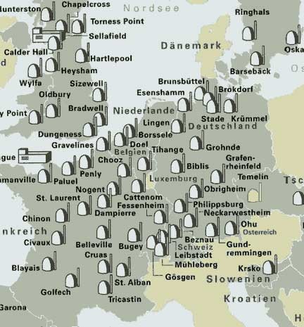 Karte AKW in Europa