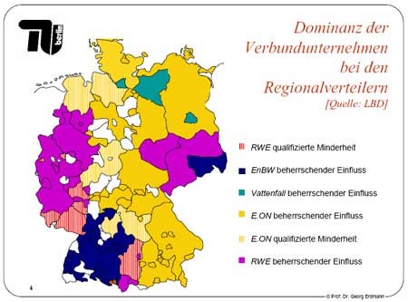 Karte Dominanz der Verbundunternehmen bei den Regionalverteilern