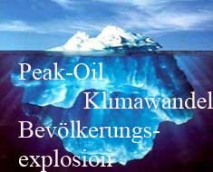 Eisberg - Peak-Oil Klimawandel Bevölkerungsexplosion