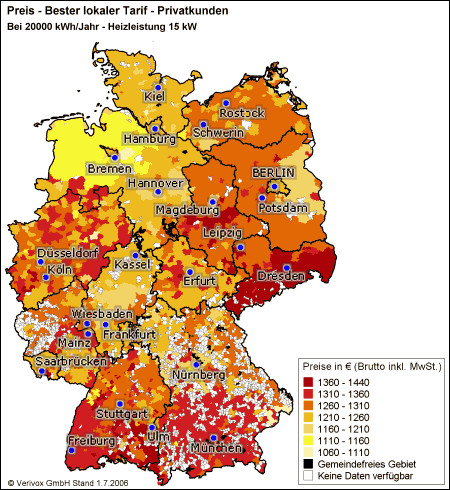 Karte Deutschland Gaspreise Verivox