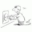 Cartoon Stecker in Steckdose